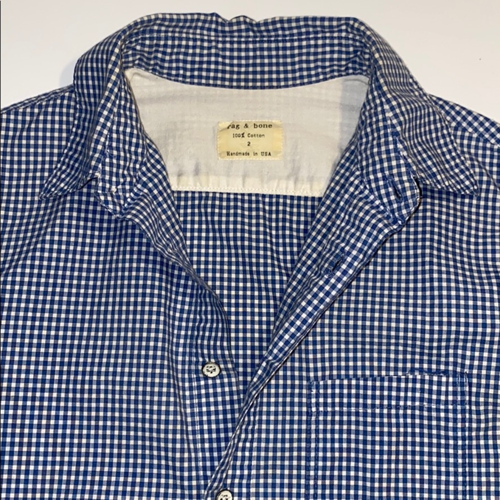 Rag & Bone Blue Gingham Checkered Button Shirt - image 7